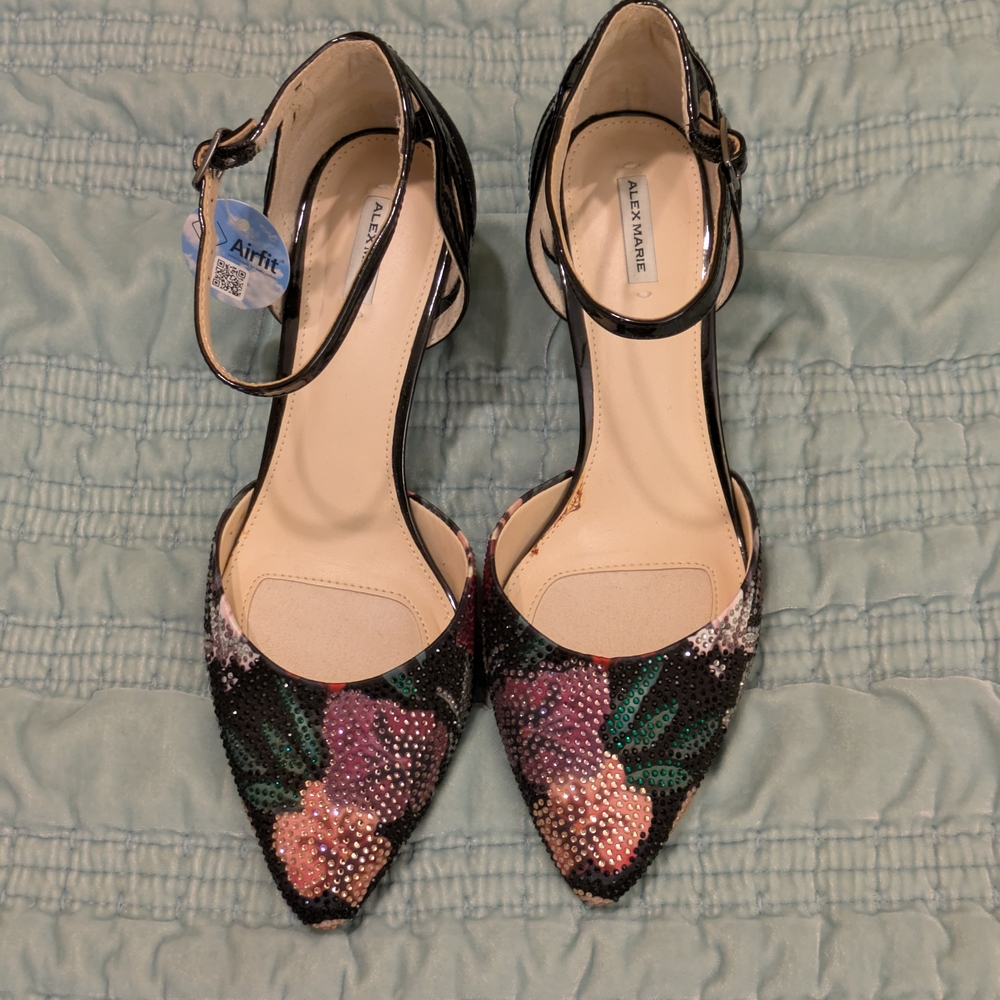 Alex Marie floral ankle strap block heels 8.5